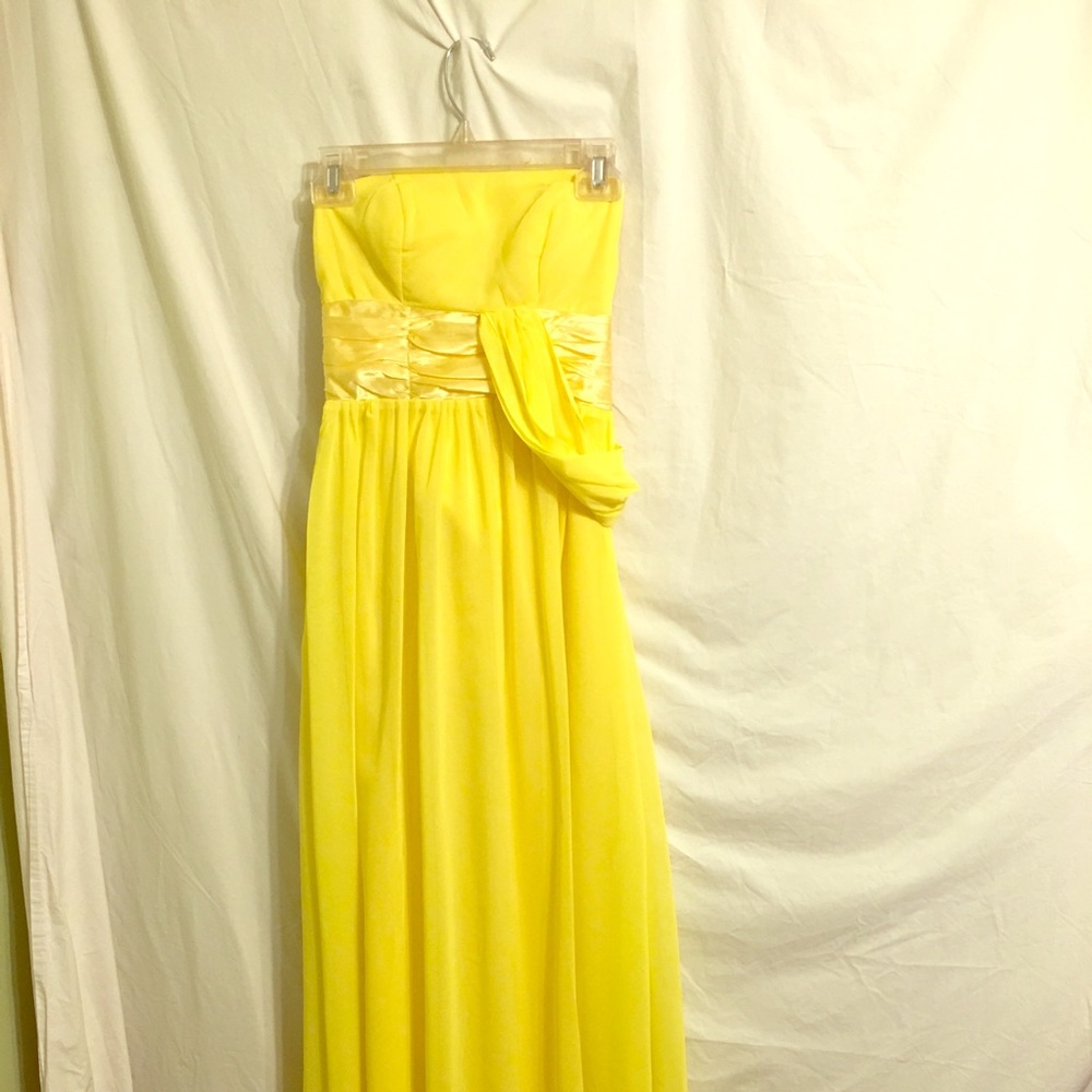 Canary one strap formal dress with satin tie